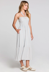 Saltwater Luxe Maesyn Convertible Tie Midi Dress in Blue Stripe