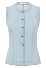 InWear Elly 100% Cotton Denim Waistcoat in Bleached Blue
