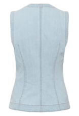 InWear Elly 100% Cotton Denim Waistcoat in Bleached Blue