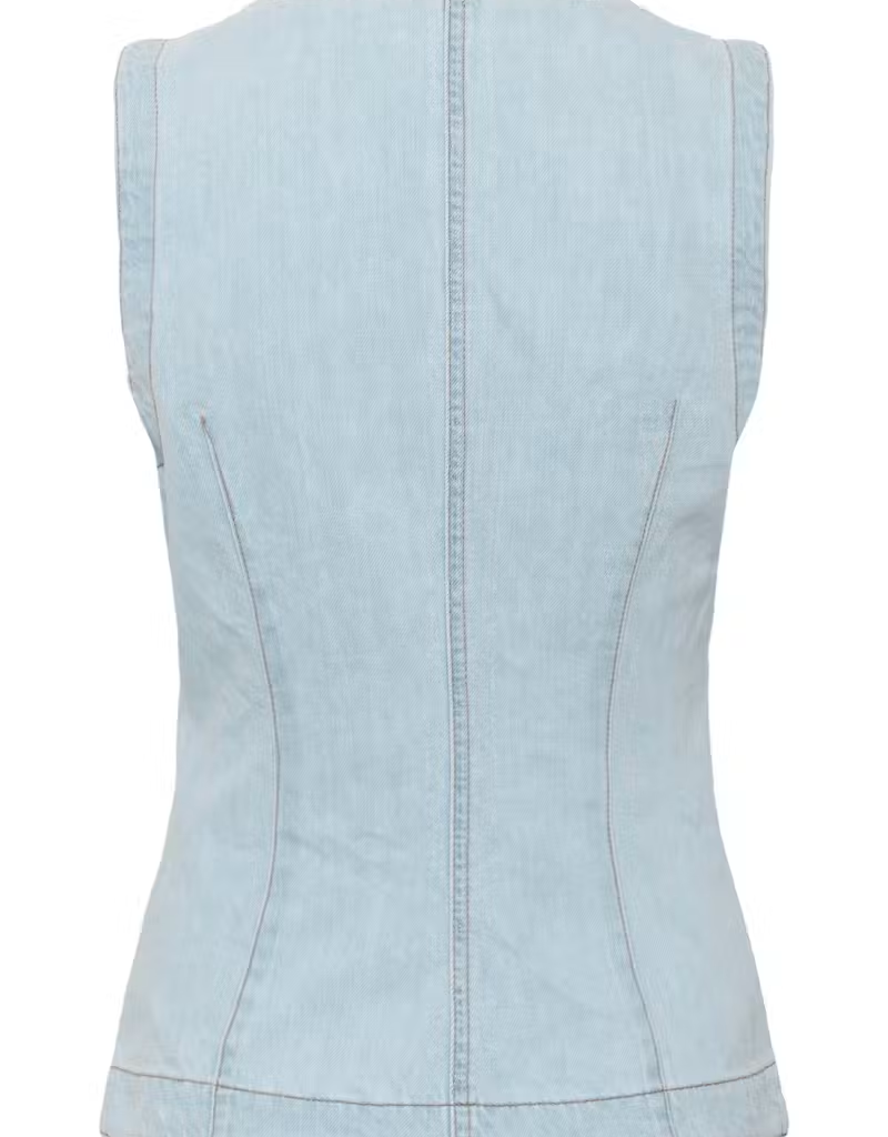 InWear Elly 100% Cotton Denim Waistcoat in Bleached Blue