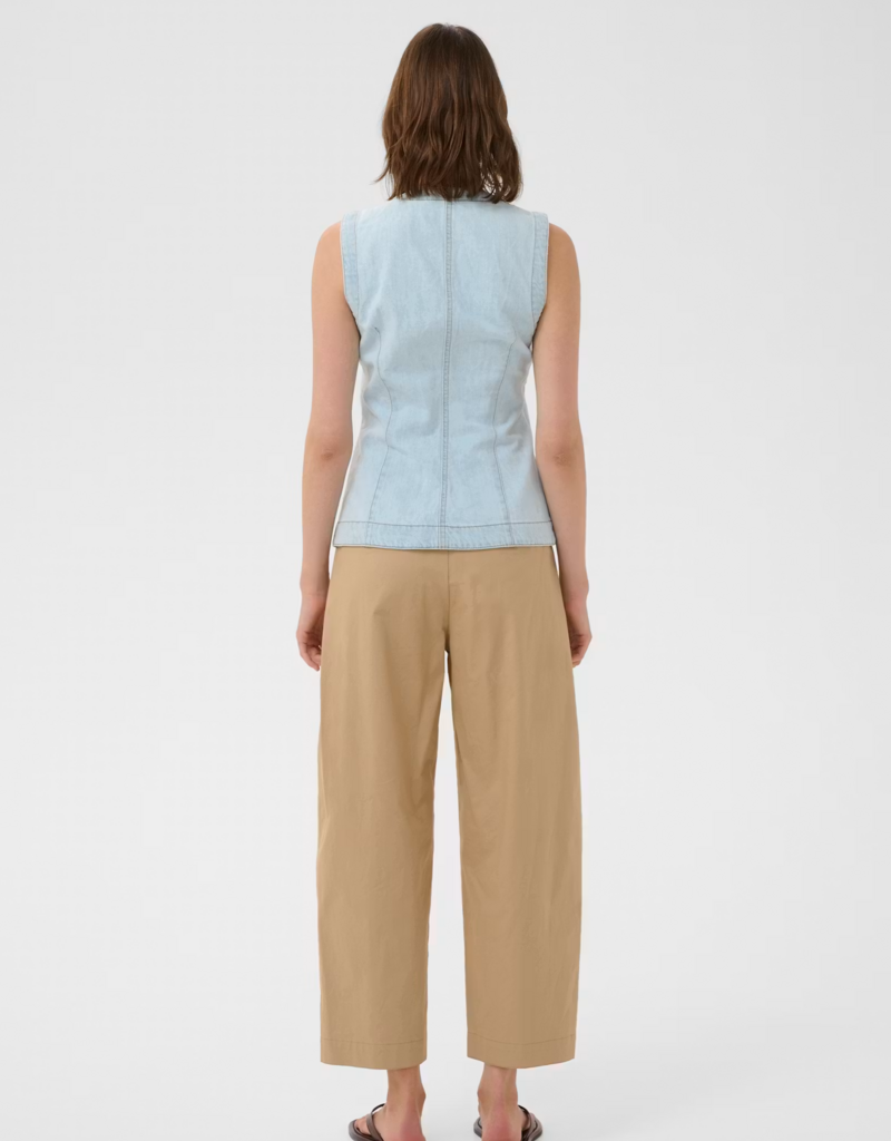 InWear Elly 100% Cotton Denim Waistcoat in Bleached Blue