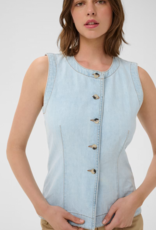InWear Elly 100% Cotton Denim Waistcoat in Bleached Blue
