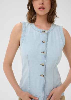 InWear Elly Cotton Denim Vest in Bleached Blue