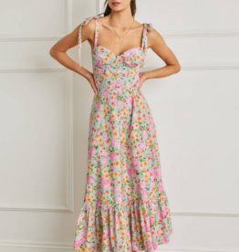 Dress Forum Summer Song Cotton Blend Tie Shoulder Bustier Midi Dress