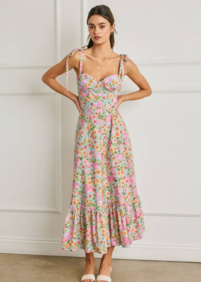 Dress Forum Summer Song Cotton Blend Tie Shoulder Bustier Midi Dress