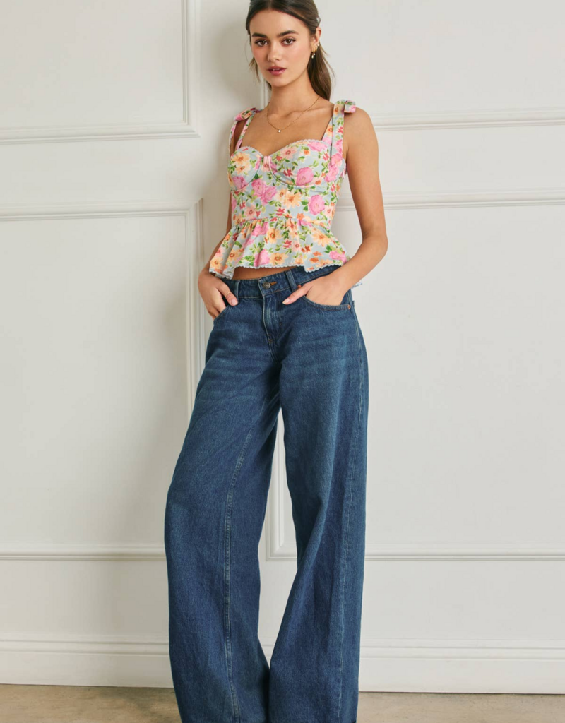 Dress Forum Summer Song Cotton Blend Tie Shoulder Bustier Top