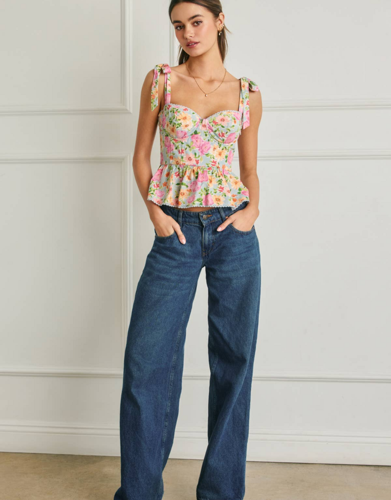 Dress Forum Summer Song Cotton Blend Tie Shoulder Bustier Top