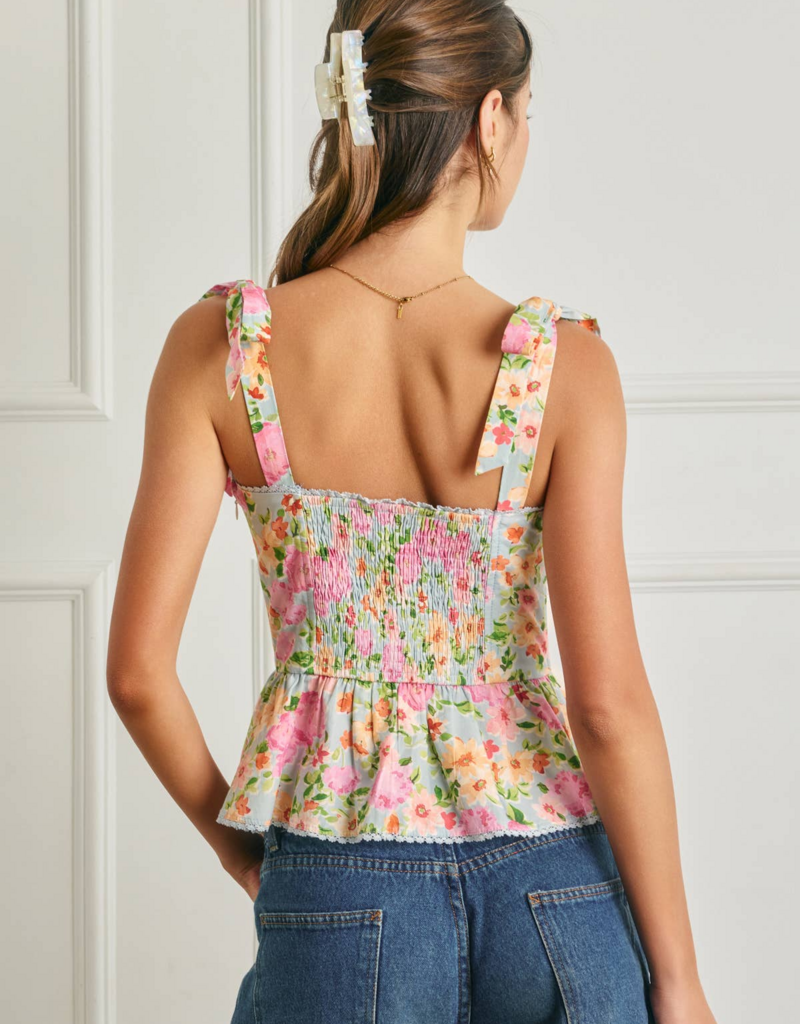 Dress Forum Summer Song Cotton Blend Tie Shoulder Bustier Top