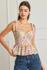 Dress Forum Summer Song Cotton Blend Tie Shoulder Bustier Top
