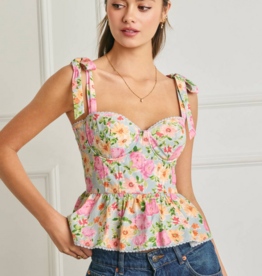 Dress Forum Summer Song Cotton Blend Tie Shoulder Bustier Top