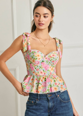 Dress Forum Summer Song Cotton Blend Tie Shoulder Bustier Top