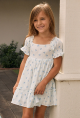 Saltwater Luxe Kids Allima Mini Dress in White w/ Blue Floral