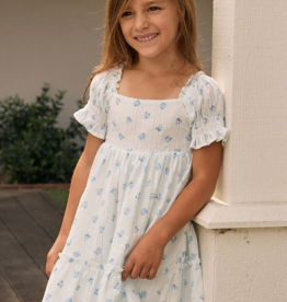 Saltwater Luxe Kids Allima Mini Dress in White with Blue Floral