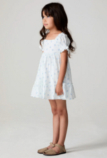 Saltwater Luxe Kids Allima Mini Dress in White w/ Blue Floral