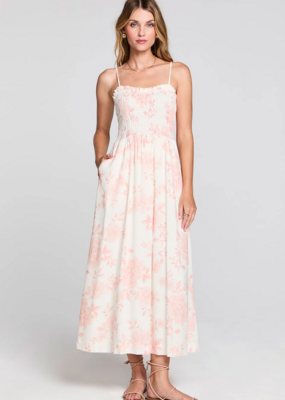 Saltwater Luxe Laken Midi Dress with Shirred Bodice in Camella Floral