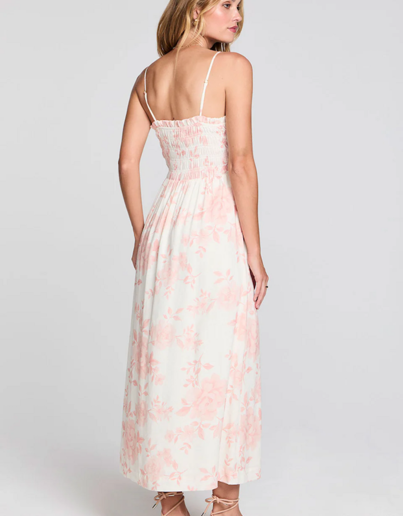 Saltwater Luxe Laken Midi Dress with Shirred Bodice in Camella Floral