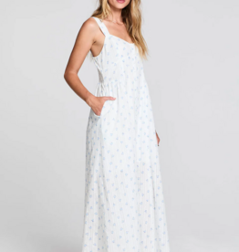 Saltwater Luxe Kymber Button Up Midi Dress in Blue Floral