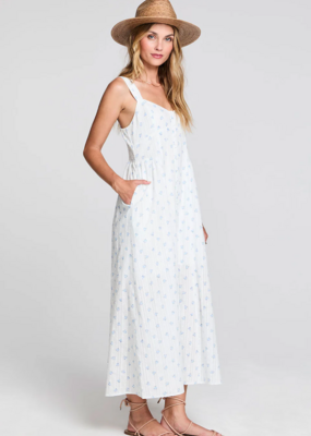 Saltwater Luxe Kymber Button Up Midi Dress in Blue Floral