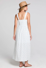 Saltwater Luxe Kymber Button Up Midi Dress in White w/ Blue Floral