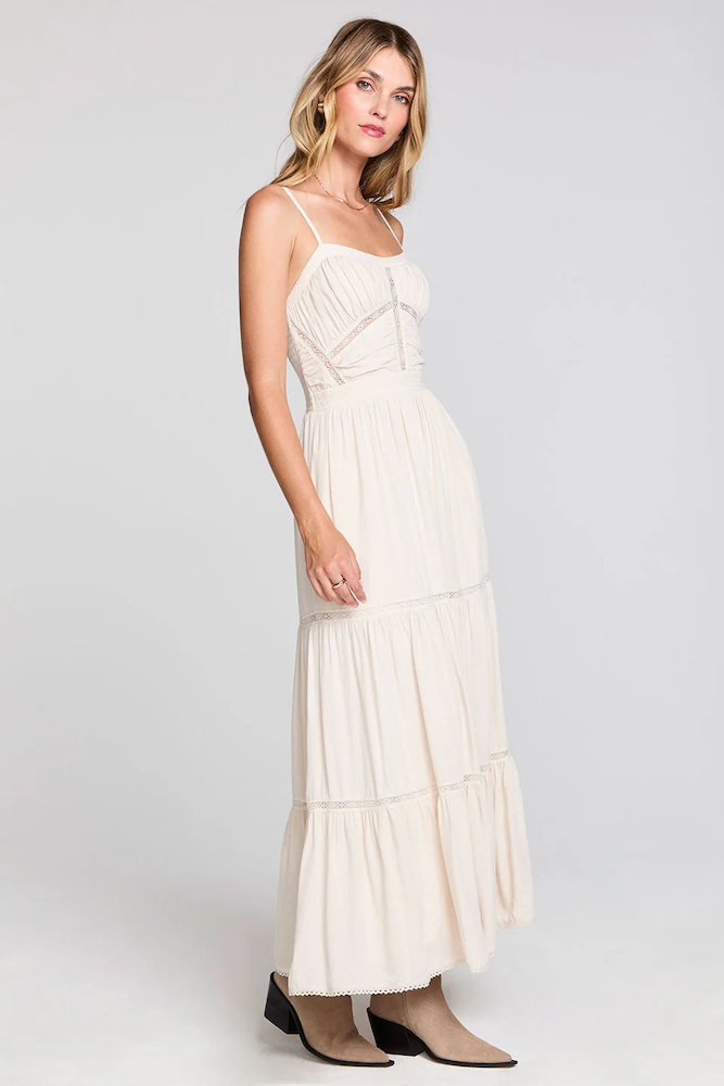 Kenzlie Lace Cutout Maxi Dress in Salt - Adorn Boutique