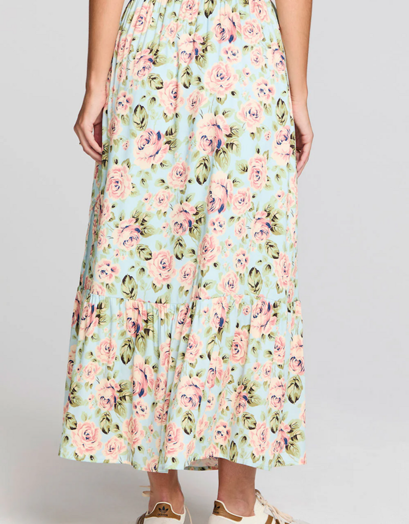 Saltwater Luxe Avalee Midi Skirt in Capri Blue Floral