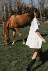 Brunette the Label Tiered Dress in Cream with Pink
