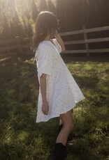 Brunette the Label Tiered Dress in Cream with Pink