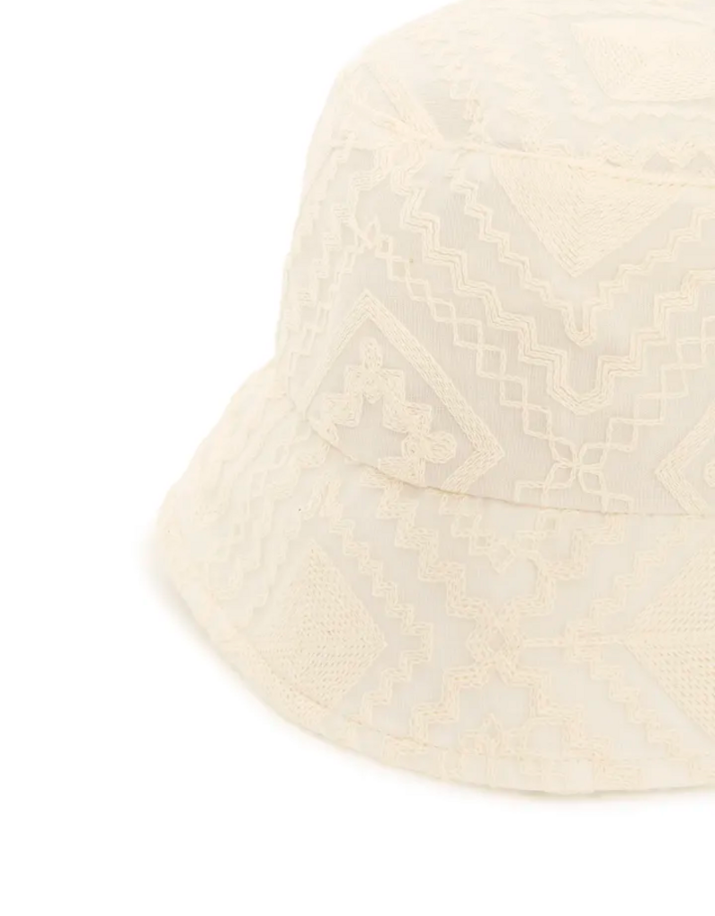 ICHI Luna 100% Cotton Bucket Hat in Birch