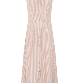 B.Young Falakka Linen Blend Button Dress in Woodsmoke Stripe