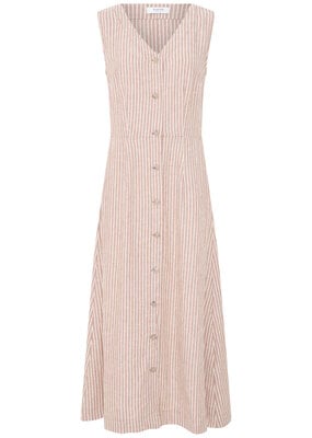 B.Young Falakka Linen Blend Button Dress in Woodsmoke Stripe