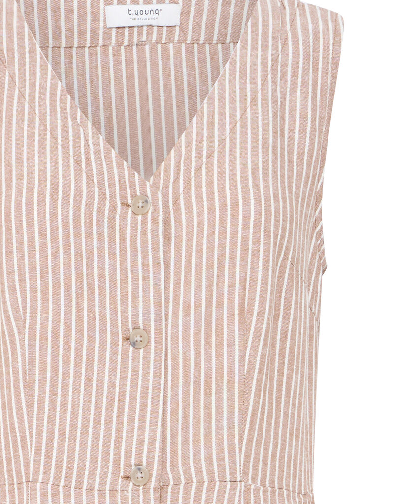 B.Young Falakka Linen Blend Button Dress in Woodsmoke