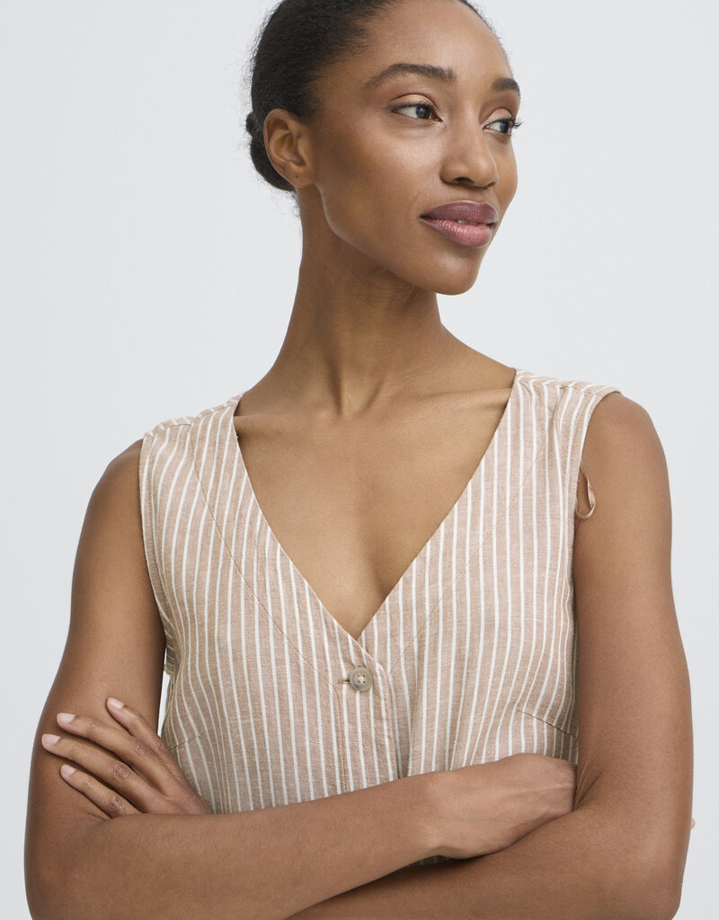 B.Young Falakka Linen Blend Button Dress in Woodsmoke