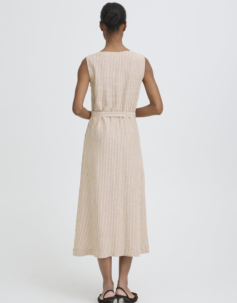 B.Young Falakka Linen Blend Button Dress in Woodsmoke