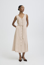 B.Young Falakka Linen Blend Button Dress in Woodsmoke