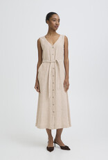 B.Young Falakka Linen Blend Button Dress in Woodsmoke