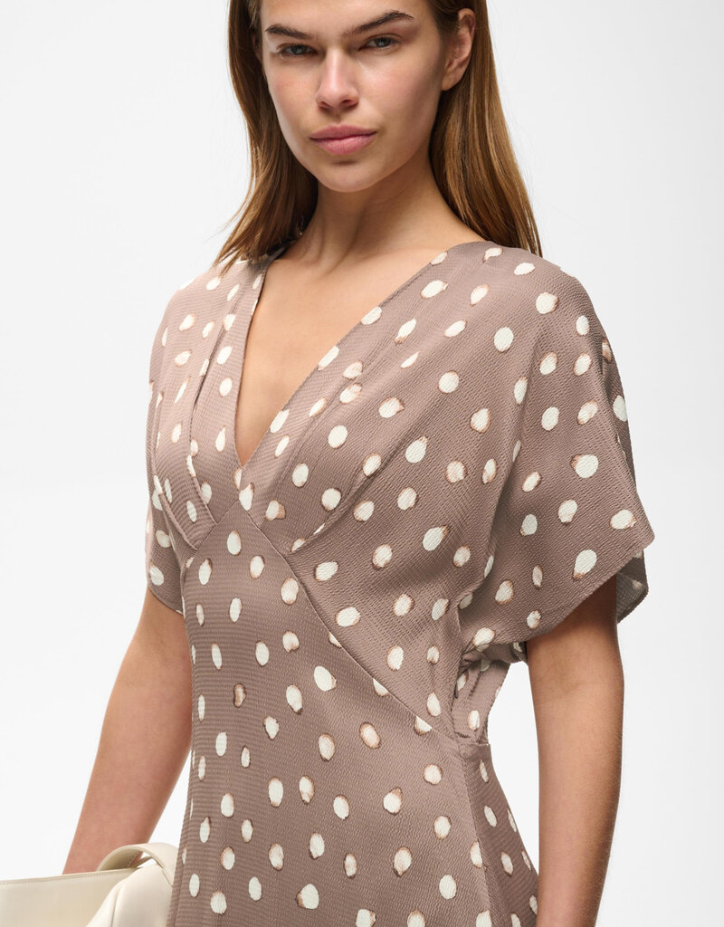 InWear Henri V-Neck Dotted Satin Midi Dress