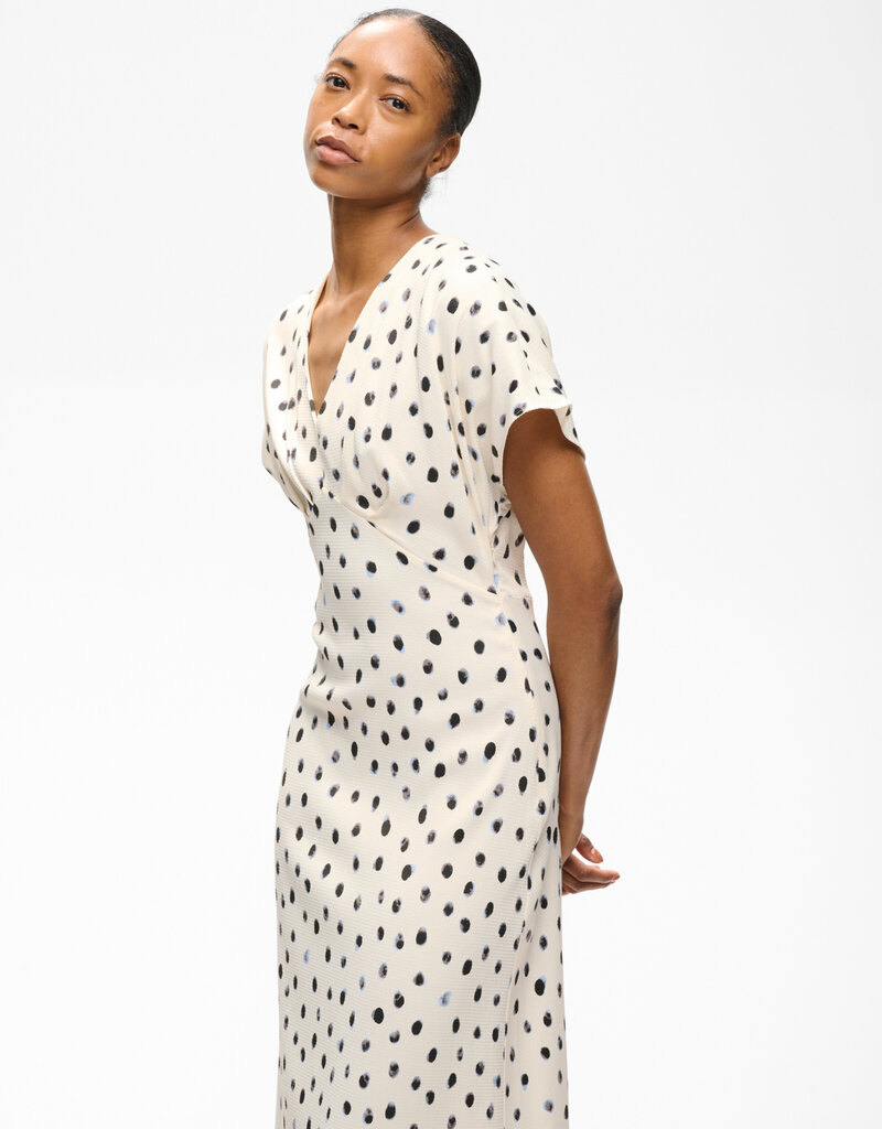 InWear Henri V-Neck Dotted Satin Midi Dress