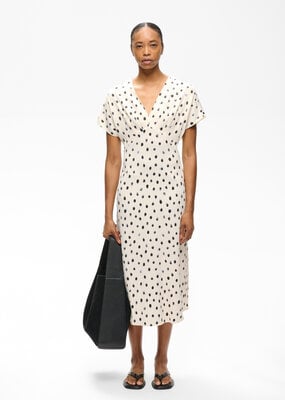 InWear Henri V-Neck Dotted Satin Midi Dress *Two Colours*