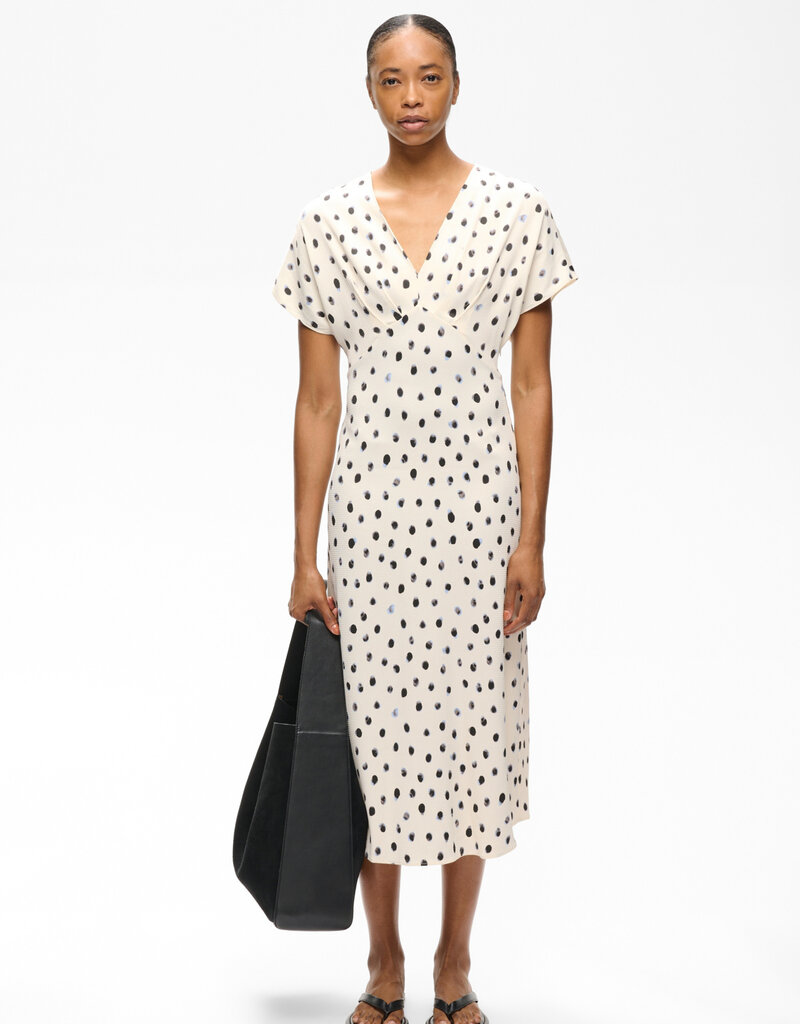 InWear Henri V-Neck Dotted Satin Midi Dress