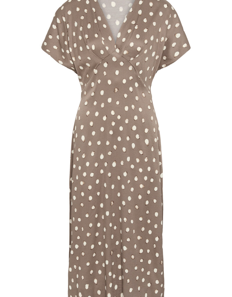 InWear Henri V-Neck Dotted Satin Midi Dress