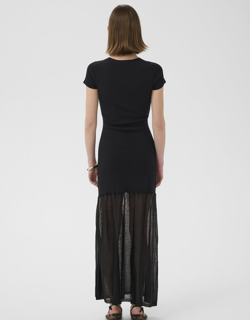 InWear Dima Drop Waist Dress with Sheer Skirt in Black