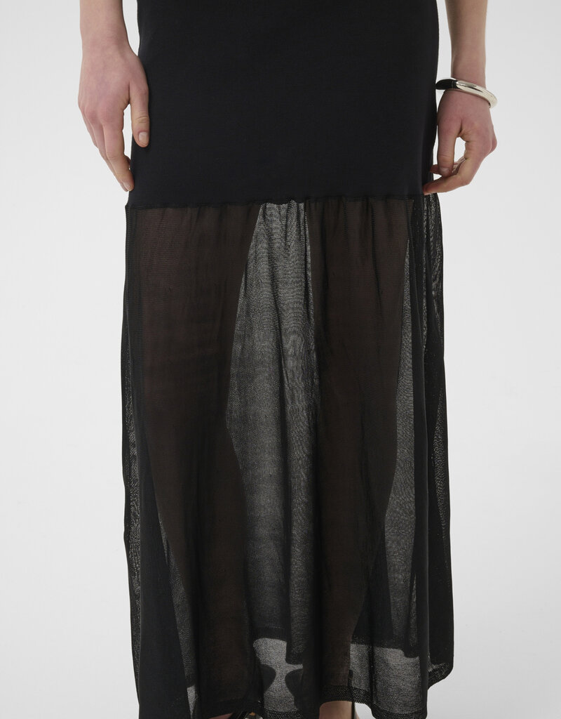 InWear Dima Drop Waist Dress with Sheer Skirt in Black