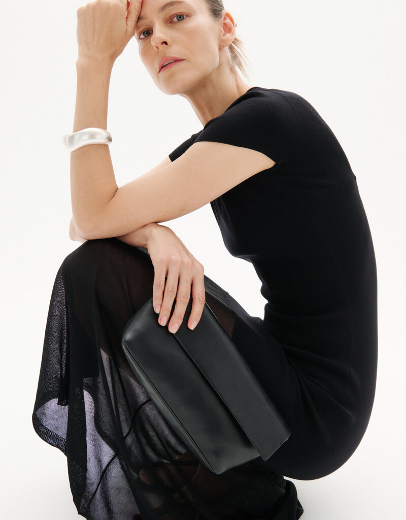 InWear Dima Drop Waist Dress with Sheer Skirt in Black