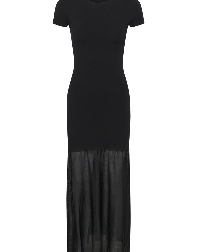 InWear Dima Drop Waist Dress with Sheer Skirt in Black