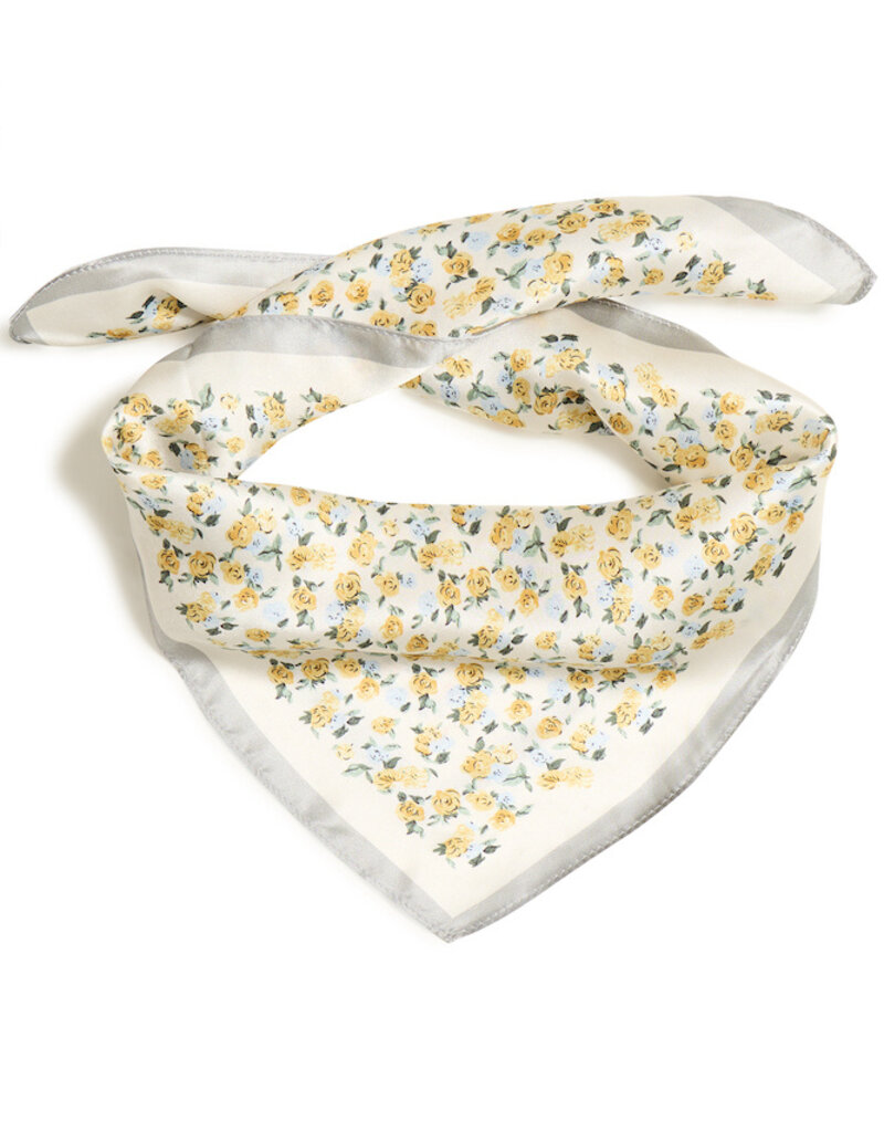ICHI Smilla 100% Silk Scarf in Mellow Yellow Floral