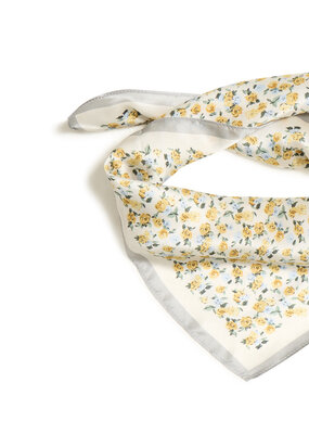 ICHI Smilla 100% Silk Scarf in Mellow Yellow Floral