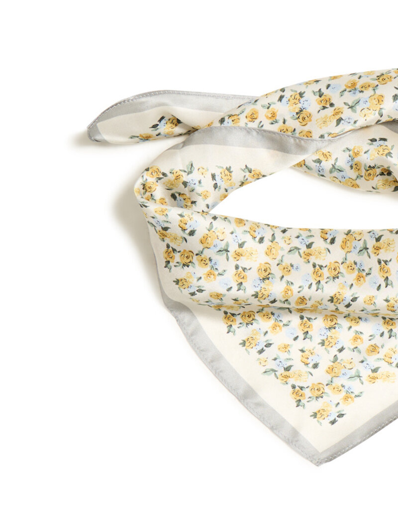 ICHI Smilla 100% Silk Scarf in Mellow Yellow Floral