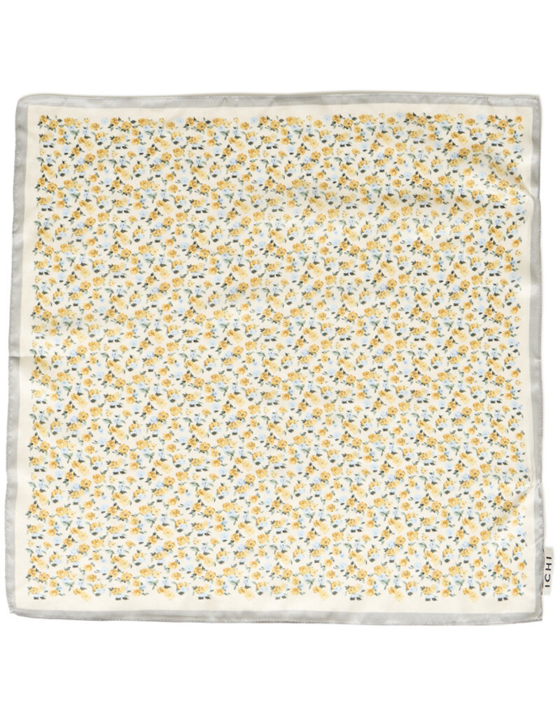 ICHI Smilla 100% Silk Scarf in Mellow Yellow Floral