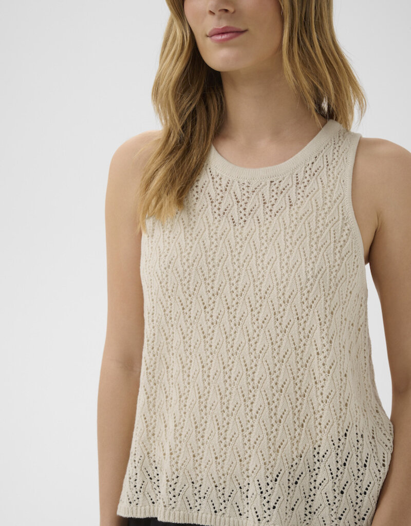 Part Two Deluna Cotton Blend Knit Top in Whitecap Grey