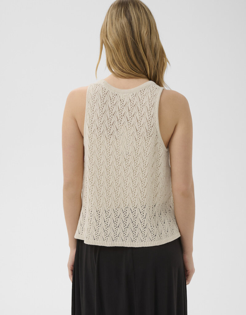 Part Two Deluna Cotton Blend Knit Top in Whitecap Grey